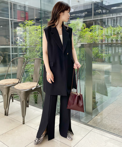 journal standard L'essage(ジャーナルスタンダードレサージュ)の「マットクロススリットパンツ(その他パンツ・レディース・ブラック/ベージュ・38/36)」の3枚目の写真