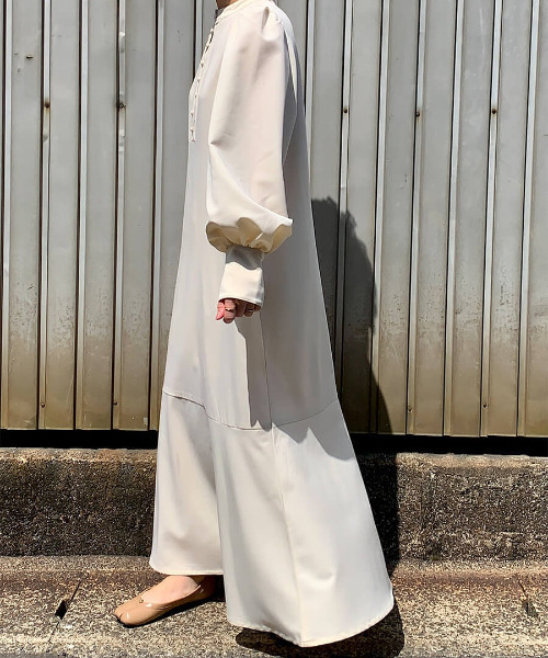 ISOOK（アイスー）の「Volume sleeve mermaid one-piece / ボリュームスリーブマーメイドワンピース（mi original item）（ワンピース・レディース・アイボリー/ブラック・FREE）」の7枚目の写真