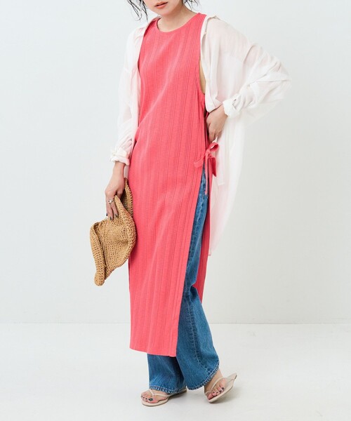 FREAK'S STORE(フリークスストア)の「サイドリボンリブノースリーブワンピース(ワンピース・レディース・ブラック/ピンク/グリーン・フリ-)」の7枚目の写真