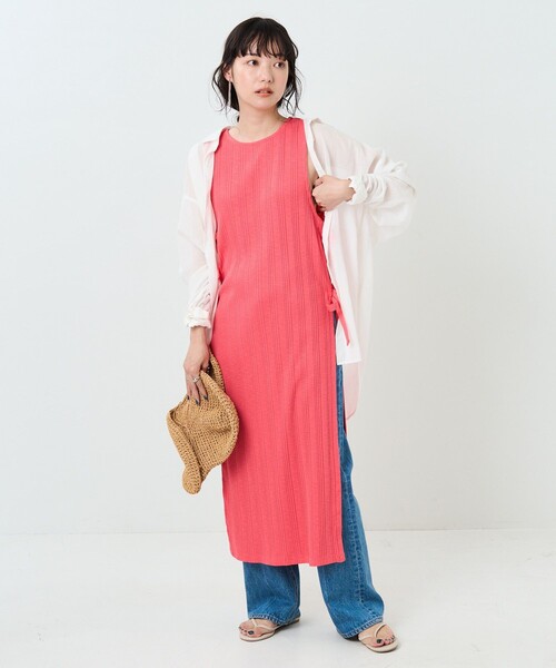 FREAK'S STORE(フリークスストア)の「サイドリボンリブノースリーブワンピース(ワンピース・レディース・ブラック/ピンク/グリーン・フリ-)」の9枚目の写真