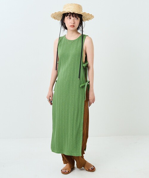 FREAK'S STORE(フリークスストア)の「サイドリボンリブノースリーブワンピース(ワンピース・レディース・ブラック/ピンク/グリーン・フリ-)」の12枚目の写真