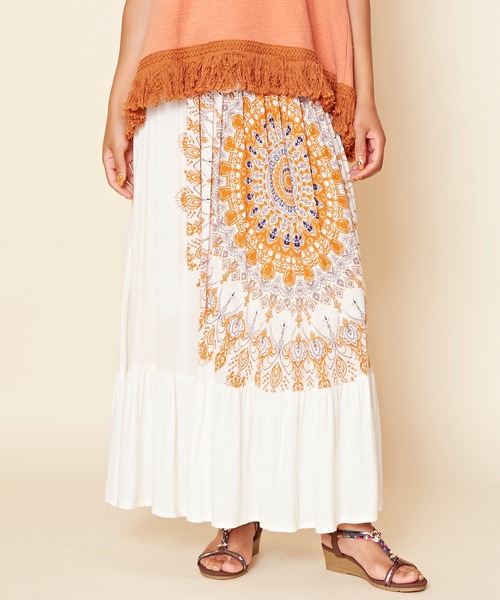 チャイハネ（チャイハネ）の「【チャイハネ】サラリーティアードスカート（スカート・レディース・ホワイト/グレー/オレンジ/グリーン/ネイビー/ブラウン・FREE）」の2枚目の写真