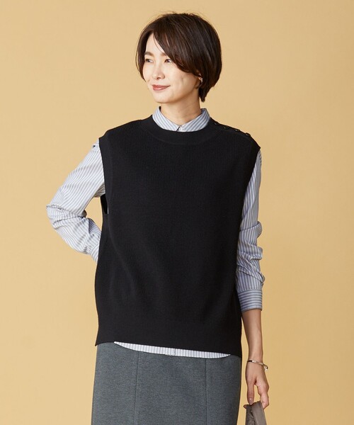 J.PRESS（ジェイプレス）の「【洗える】DRALON MERINO ニットベスト（ベスト・レディース・ワイン系/ブラウン系/グレー系/ブラック系・T15/T13）」の2枚目の写真