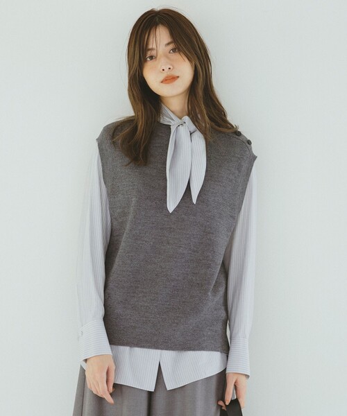J.PRESS（ジェイプレス）の「【洗える】DRALON MERINO ニットベスト（ベスト・レディース・ワイン系/ブラウン系/グレー系/ブラック系・T15/T13）」の3枚目の写真