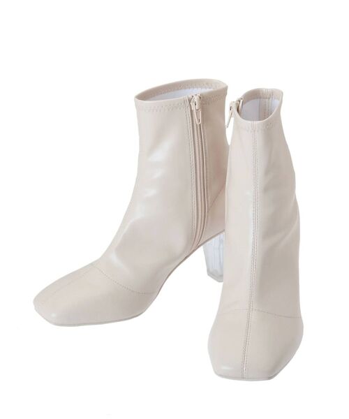 MERCURYDUO(マーキュリーデュオ)の「クリアヒールストレッチショートブーツ(ブーツ・レディース・ブラック/アイボリー・38/36)」の2枚目の写真