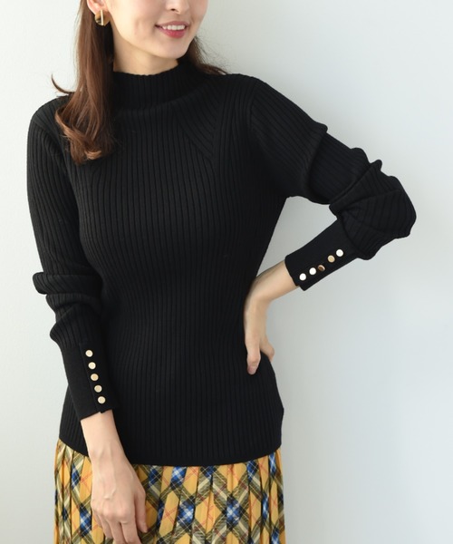 INTERPLANET(インタープラネット)の「ボトルネックヒートプルオーバー(ニット/セーター・レディース・オフホワイト/ブラック/マスタード/ホワイト系/ブルー・FREE)」の3枚目の写真