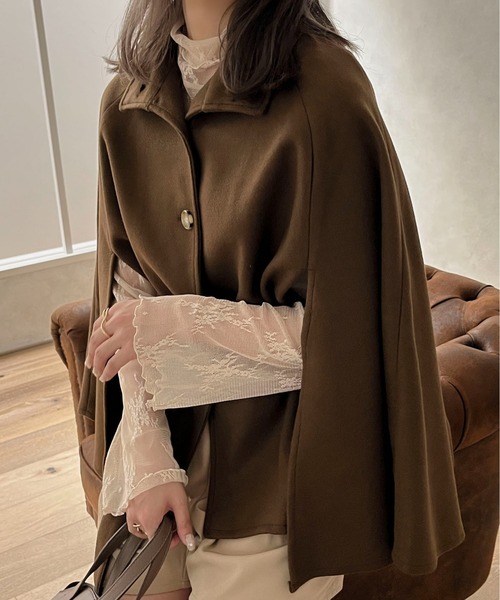 apres jour clair（アプレジュールクレア）の「【apres jour clair】スリットケープコート【ZOZOTOWN限定アイテム】（ポンチョ・レディース・アイボリー/ベージュ/ダークブラウン/ブラック・X-LARGE/フリー）」の22枚目の写真