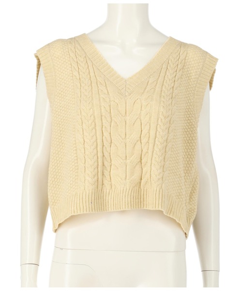 ANAP（アナップ）の「ケーブルニットベスト（ベスト・レディース・グリーン/ブルー/アイボリー/ブラック・FREE）」の10枚目の写真