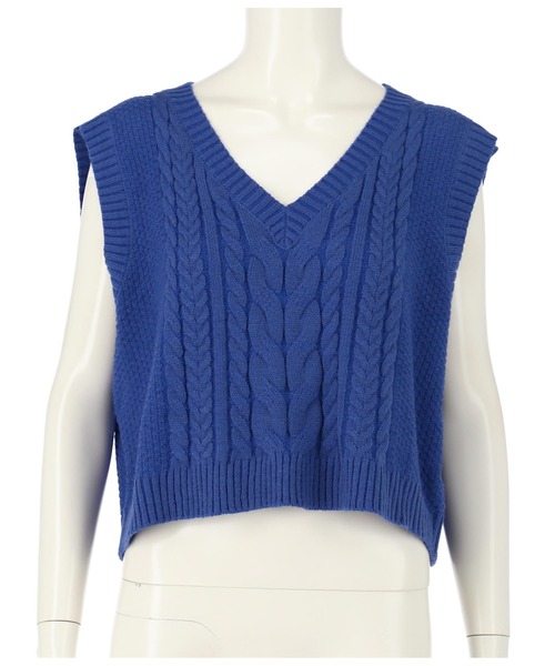 ANAP（アナップ）の「ケーブルニットベスト（ベスト・レディース・グリーン/ブルー/アイボリー/ブラック・FREE）」の12枚目の写真