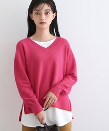 ◆【2点セット/洗える】Vネックニット&ロンTセット