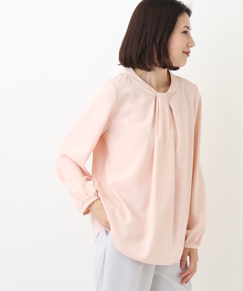 SHOO・LA・RUE(シューラルー)の「◆【S-3L】フロントドレープブラウス(シャツ/ブラウス・レディース・ピンク系3/ホワイト系5/グレー系7・01/02/03/04/05)」の3枚目の写真