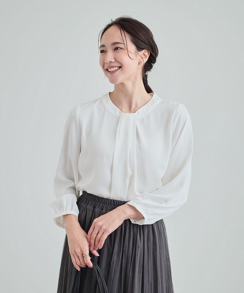 SHOO・LA・RUE(シューラルー)の「◆【S-3L】フロントドレープブラウス(シャツ/ブラウス・レディース・ピンク系3/ホワイト系5/グレー系7・01/02/03/04/05)」の4枚目の写真