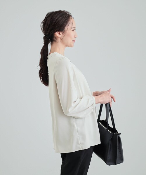 SHOO・LA・RUE(シューラルー)の「◆【S-3L】フロントドレープブラウス(シャツ/ブラウス・レディース・ピンク系3/ホワイト系5/グレー系7・01/02/03/04/05)」の9枚目の写真