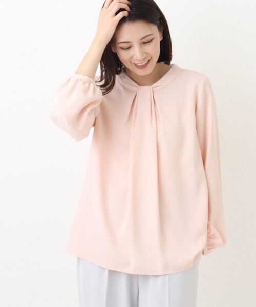 SHOO・LA・RUE(シューラルー)の「◆【S-3L】フロントドレープブラウス(シャツ/ブラウス・レディース・ピンク系3/ホワイト系5/グレー系7・01/02/03/04/05)」の12枚目の写真
