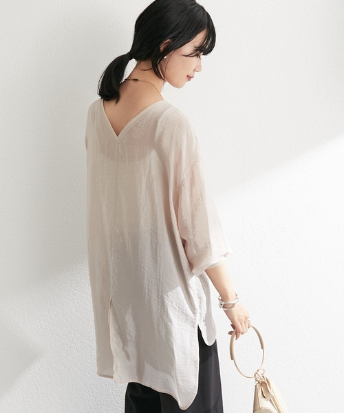 SHENERY（シーナリー）の「バックVシアーワッシャープルオーバー（シャツ/ブラウス・レディース・ホワイト/ベージュ系その他/ブラック・FREE）」の3枚目の写真