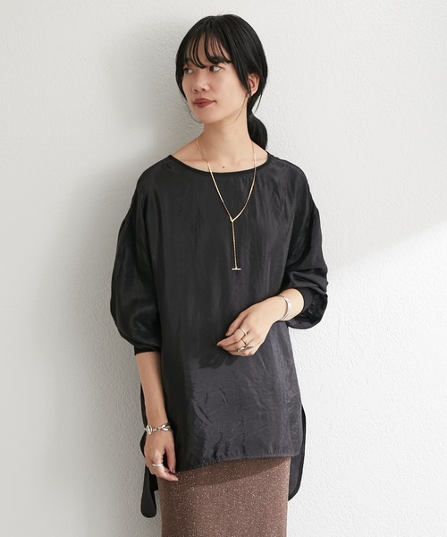 SHENERY（シーナリー）の「バックVシアーワッシャープルオーバー（シャツ/ブラウス・レディース・ホワイト/ベージュ系その他/ブラック・FREE）」の2枚目の写真