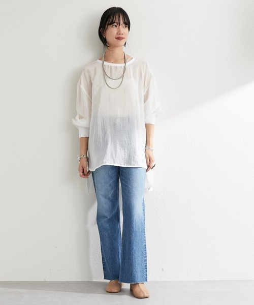 SHENERY（シーナリー）の「バックVシアーワッシャープルオーバー（シャツ/ブラウス・レディース・ホワイト/ベージュ系その他/ブラック・FREE）」の9枚目の写真