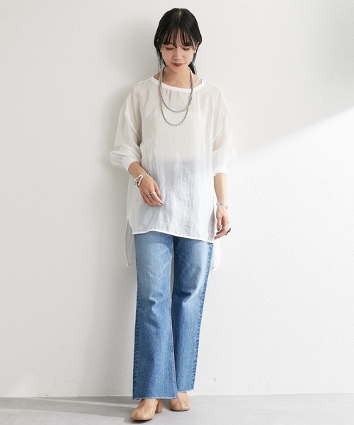 SHENERY（シーナリー）の「バックVシアーワッシャープルオーバー（シャツ/ブラウス・レディース・ホワイト/ベージュ系その他/ブラック・FREE）」の10枚目の写真