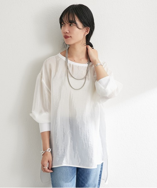 SHENERY（シーナリー）の「バックVシアーワッシャープルオーバー（シャツ/ブラウス・レディース・ホワイト/ベージュ系その他/ブラック・FREE）」の4枚目の写真