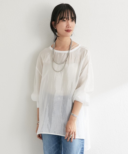 SHENERY（シーナリー）の「バックVシアーワッシャープルオーバー（シャツ/ブラウス・レディース・ホワイト/ベージュ系その他/ブラック・FREE）」の6枚目の写真