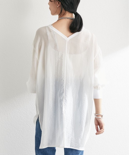 SHENERY（シーナリー）の「バックVシアーワッシャープルオーバー（シャツ/ブラウス・レディース・ホワイト/ベージュ系その他/ブラック・FREE）」の8枚目の写真