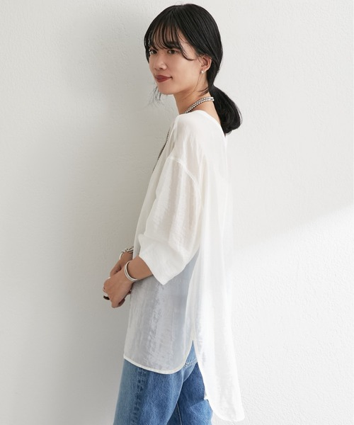 SHENERY（シーナリー）の「バックVシアーワッシャープルオーバー（シャツ/ブラウス・レディース・ホワイト/ベージュ系その他/ブラック・FREE）」の7枚目の写真