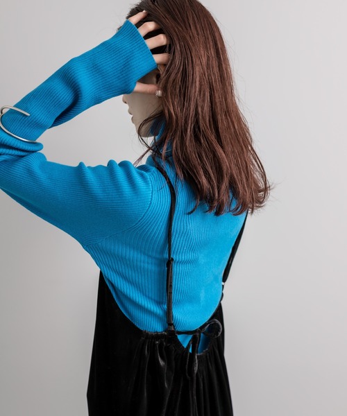 mystic(ミスティック)の「【カラー展開豊富】タートルリブニット(ニット/セーター・レディース・ピンク/ブラック/オフホワイト/ブルー/グリーン・FREE)」の19枚目の写真