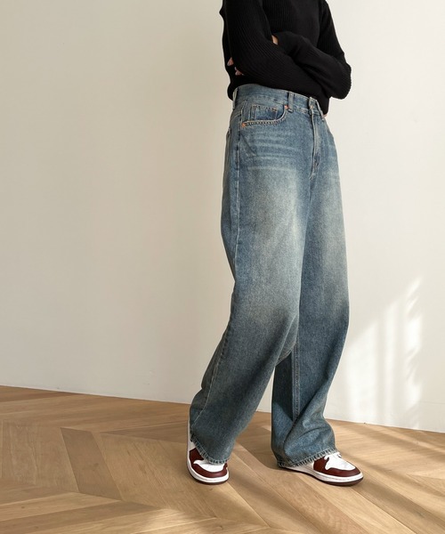 CANAL JEAN(キャナルジーン)の「El mar(エルマール) ルーズFITストレートデニムパンツ(デニムパンツ・レディース・ブルー/ダークインディゴブルー・SMALL/MEDIUM)」の3枚目の写真