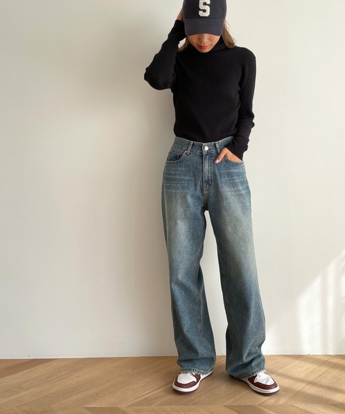 CANAL JEAN(キャナルジーン)の「El mar(エルマール) ルーズFITストレートデニムパンツ(デニムパンツ・レディース・ブルー/ダークインディゴブルー・SMALL/MEDIUM)」の5枚目の写真