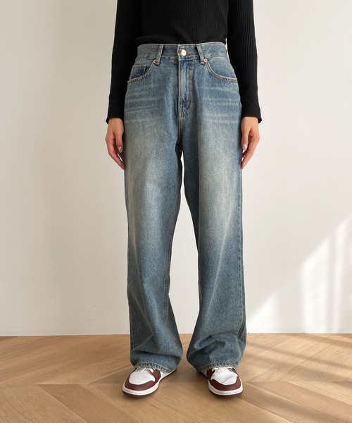 CANAL JEAN(キャナルジーン)の「El mar(エルマール) ルーズFITストレートデニムパンツ(デニムパンツ・レディース・ブルー/ダークインディゴブルー・SMALL/MEDIUM)」の9枚目の写真