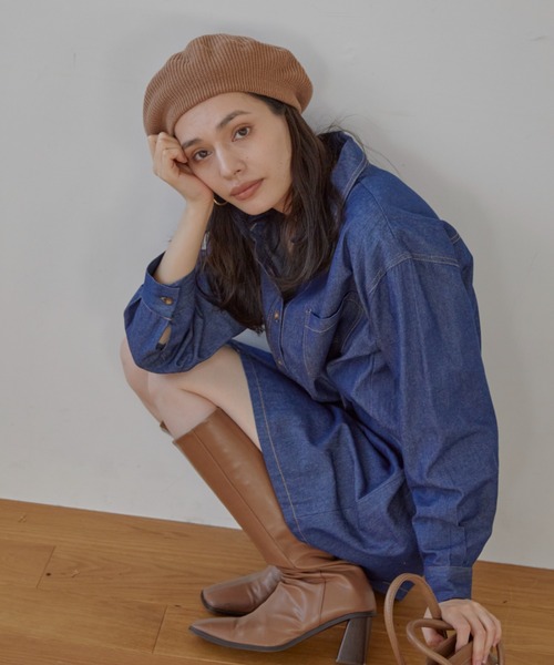 ACYM(アシーム)の「Standard knit ベレー(ハンチング/ベレー帽・レディース・ブラック/ブラウン・FREE)」の8枚目の写真