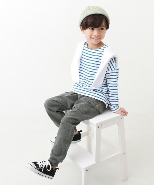 devirock（デビロック）の「やわらか ストレッチ カーゴパンツ（カーゴパンツ・キッズ・ブラック/ネイビー/ヘザーチャコール/カーキ/ダークオリーブ・140cm/110cm/130cm/150cm/100cm/120cm/160cm）」の11枚目の写真