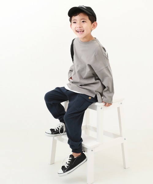 devirock（デビロック）の「やわらか ストレッチ カーゴパンツ（カーゴパンツ・キッズ・ブラック/ネイビー/ヘザーチャコール/カーキ/ダークオリーブ・140cm/110cm/130cm/150cm/100cm/120cm/160cm）」の21枚目の写真