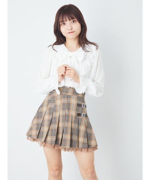 Ank Rouge(アンクルージュ)の「合皮ベルトプリーツミニSK(スカート・レディース・ベージュ/グレー・M)」の12枚目の写真