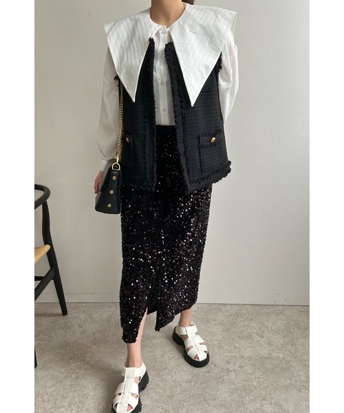 PRIDE シルクスカート スパンコール スパンコールIラインスカート （スパンコール Iライン スカート