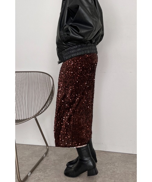 palm RICHE（ポームリシュ）の「スパンコールスカート（スカート・レディース・グレー/ブラック/ブラウン・M）」の10枚目の写真