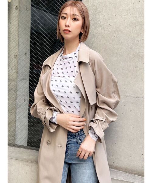 GYDA（ジェイダ）の「GG PATTERN SHEER トップス（Tシャツ/カットソー・レディース・オフホワイト/ブラック・FREE）」の3枚目の写真