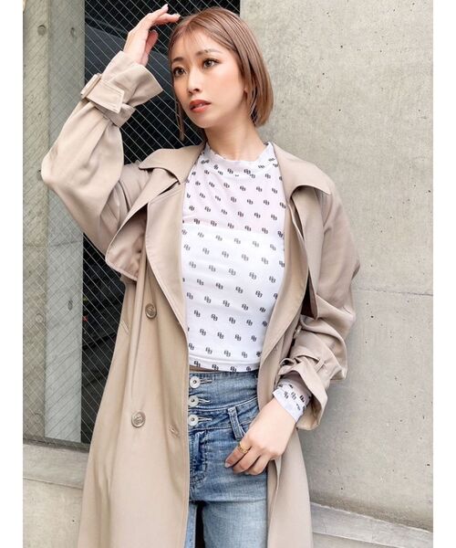 GYDA（ジェイダ）の「GG PATTERN SHEER トップス（Tシャツ/カットソー・レディース・オフホワイト/ブラック・FREE）」の16枚目の写真