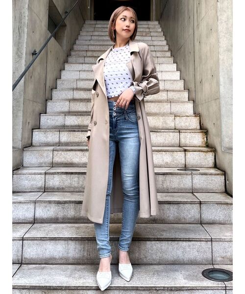 GYDA（ジェイダ）の「GG PATTERN SHEER トップス（Tシャツ/カットソー・レディース・オフホワイト/ブラック・FREE）」の6枚目の写真