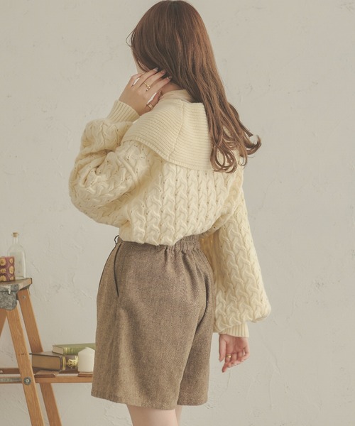 Ambre Neige（アンブルネージュ）の「ケーブルハーフジップポロニット／【WEB/EC限定商品】（ニット/セーター・レディース・アイボリー/ライトグリーン/モカ・FREE）」の13枚目の写真