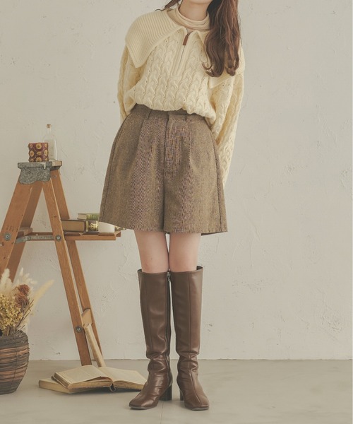 Ambre Neige（アンブルネージュ）の「ケーブルハーフジップポロニット／【WEB/EC限定商品】（ニット/セーター・レディース・アイボリー/ライトグリーン/モカ・FREE）」の15枚目の写真