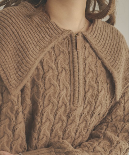 Ambre Neige（アンブルネージュ）の「ケーブルハーフジップポロニット／【WEB/EC限定商品】（ニット/セーター・レディース・アイボリー/ライトグリーン/モカ・FREE）」の19枚目の写真