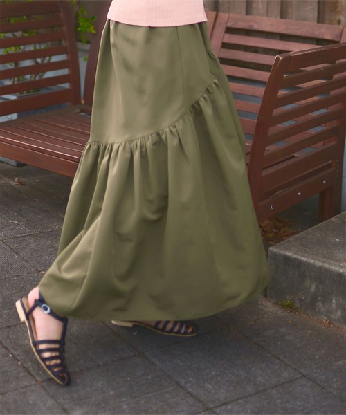 titivate（ティティベイト）の「ギャザーボリュームスカート（スカート・レディース・クリーム/オレンジ/カーキ/ブラック・S/M/L）」の14枚目の写真