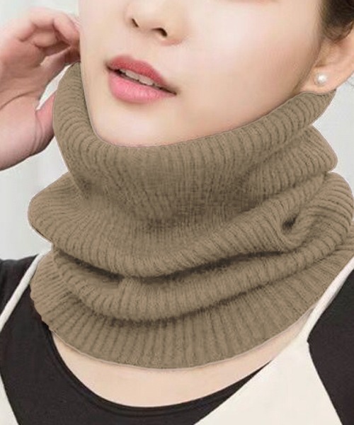Felt-Maglietta(フェルトマリエッタ)の「リブ編みネックウォーマー(ネックウォーマー/スヌード・レディース・ダークグレー/ブラック/ブラウン/レッド/ベージュ/ホワイト/ライトグレー・FREE)」の1枚目の写真