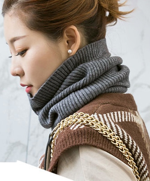 Felt-Maglietta(フェルトマリエッタ)の「リブ編みネックウォーマー(ネックウォーマー/スヌード・レディース・ダークグレー/ブラック/ブラウン/レッド/ベージュ/ホワイト/ライトグレー・FREE)」の18枚目の写真