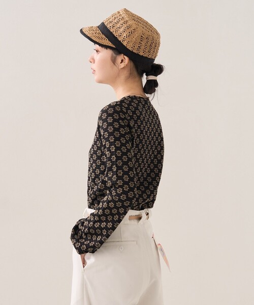 FREAK'S STORE（フリークスストア）の「フラワーストレッチロンＴ（Tシャツ/カットソー・レディース・ブラック/オフホワイト/ナチュラル/チャコール/ブラウン・ﾌﾘ-）」の9枚目の写真