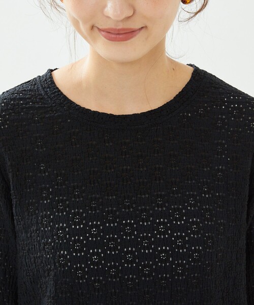 FREAK'S STORE（フリークスストア）の「フラワーストレッチロンＴ（Tシャツ/カットソー・レディース・ブラック/オフホワイト/ナチュラル/チャコール/ブラウン・ﾌﾘ-）」の10枚目の写真