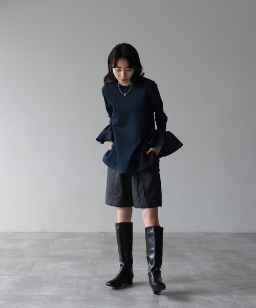 HERENCIA（ヘレンチア）の「ラッフルベルスリーブ カットソー トップス（Tシャツ/カットソー・レディース・ネイビー/ホワイト/ブラック・MEDIUM）」の19枚目の写真