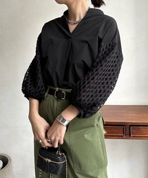 【WEB限定】袖レーススキッパーシャツ