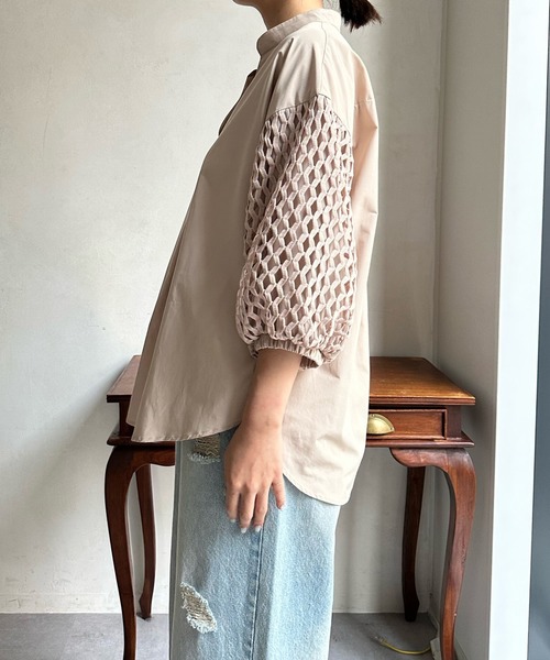 DouDou(ドゥドゥ)の「【WEB限定】袖レーススキッパーシャツ(シャツ/ブラウス・レディース・オフホワイト/ブラック/ベージュ・FREE)」の15枚目の写真